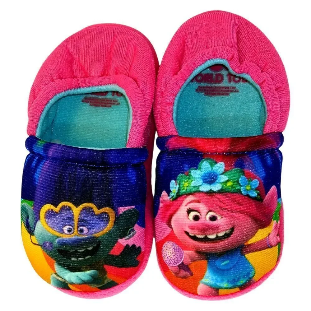 Trolls World Tour Girls Pink Slippers - Size 9/10